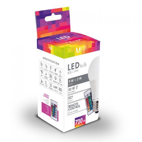 LED E27 RGB (3W)+W (9W) με τηλεχειρισμό Forever