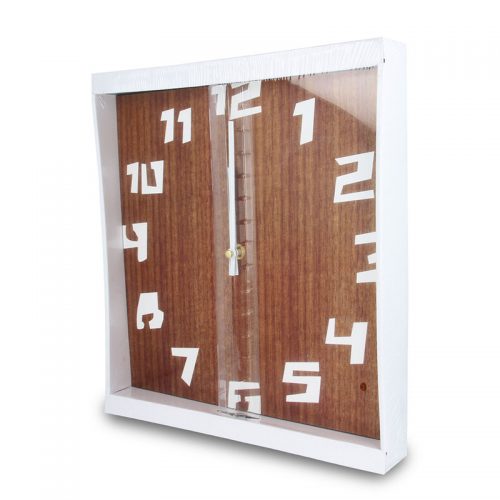 Ρολόι τοίχου ξύλινο με λευκά γράμματα και πλαίσιο 12″