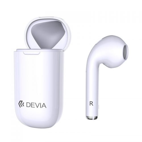Bluetooth Ακουστικό Devia Mono BT5.0 λευκό με θήκη φόρτισης