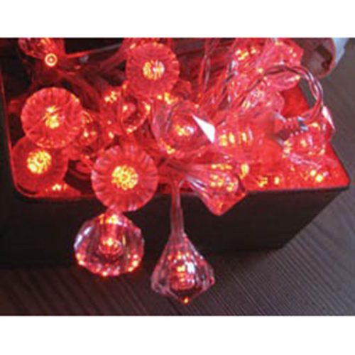 Χριστουγεννιάτικα LED διαμάντι 35LED διαφανές/κόκκινο