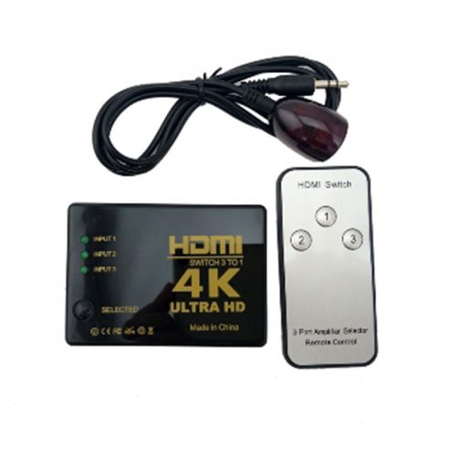 HDMI Switch 3in-1out με τηλεχειριστήριο passive/active 4K